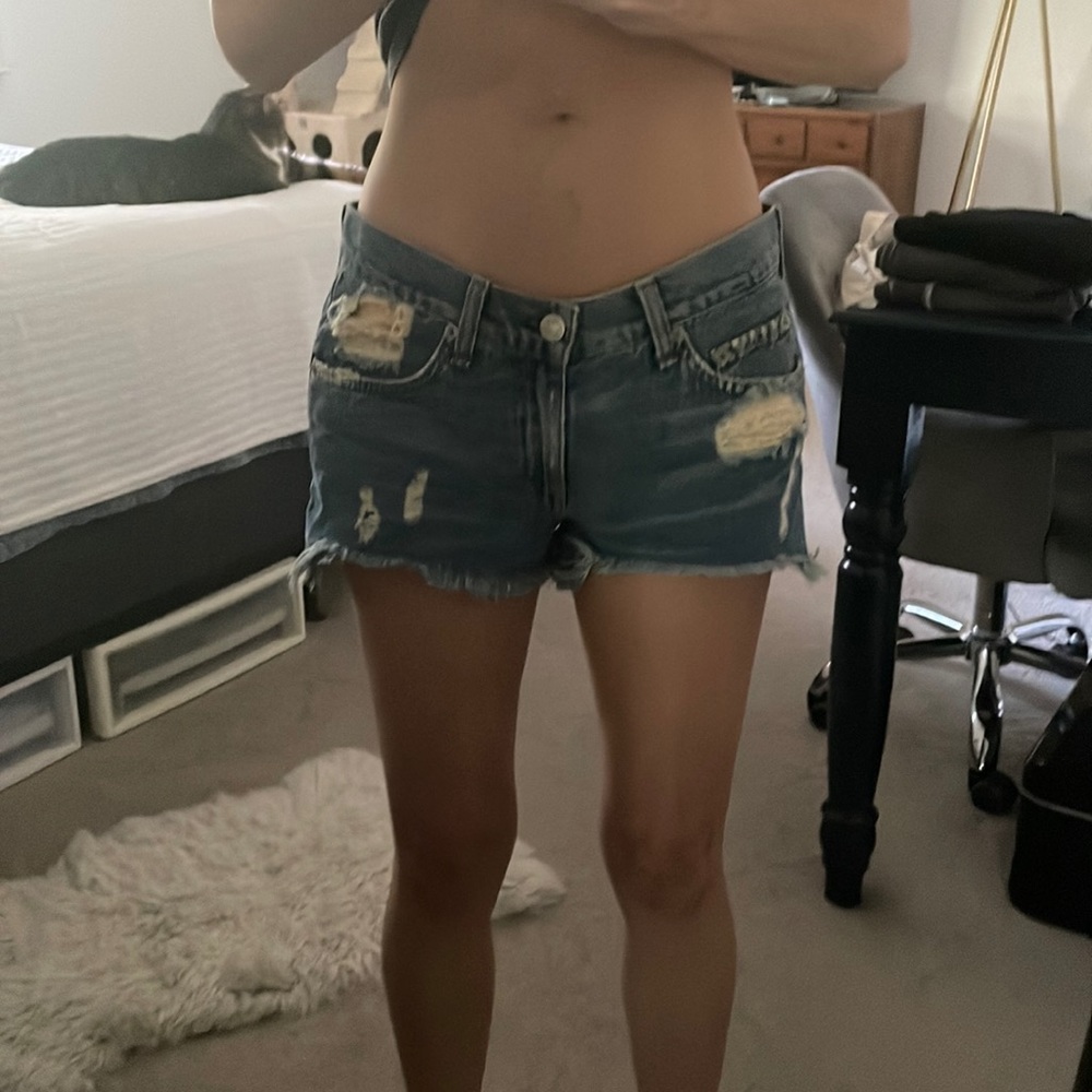 Rag & Bone cut off distressed denim shorts